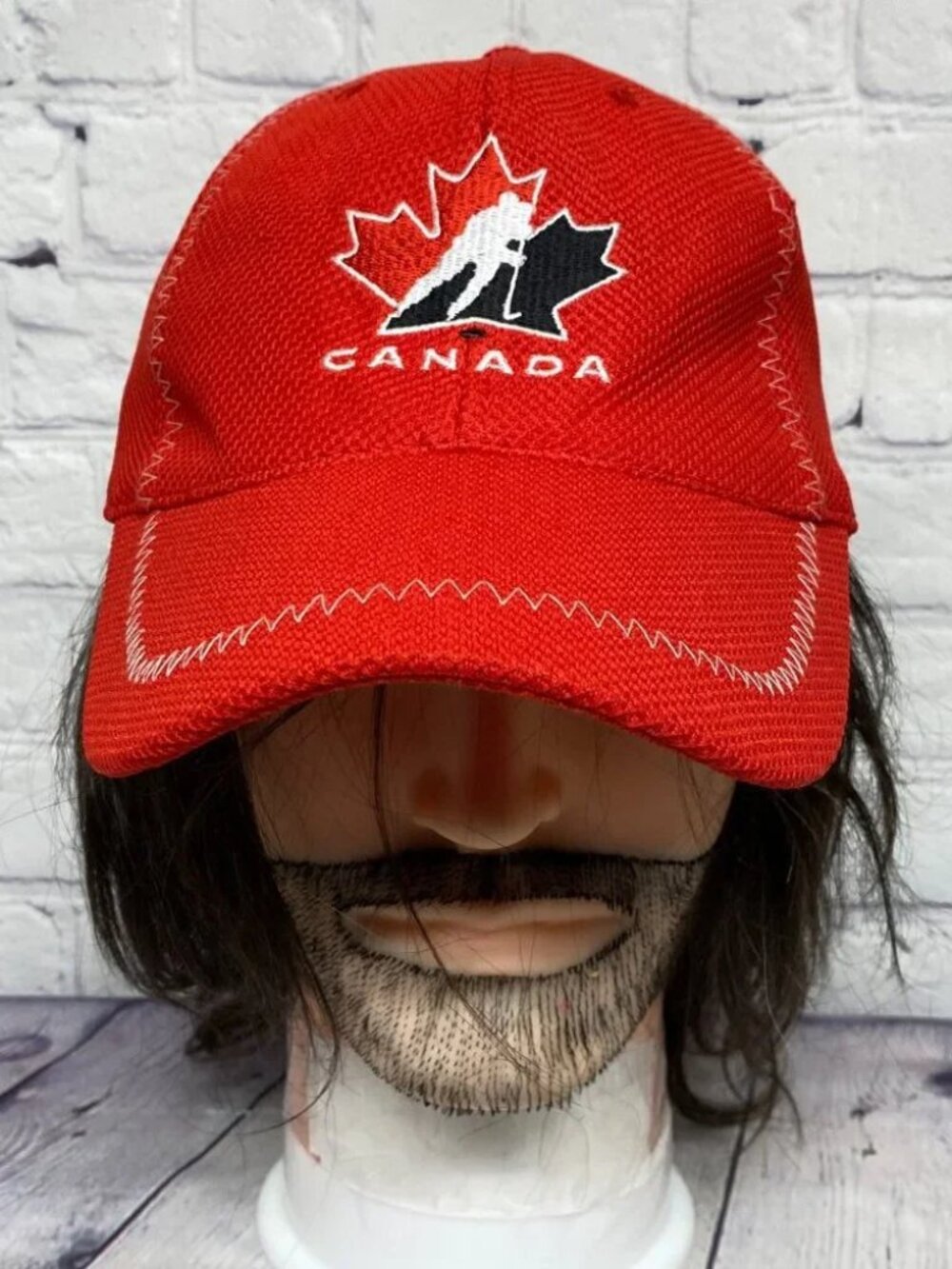 Hockey Canada Hat Cap Stretch Fit L-XL Red Embroidered Logo Polyester